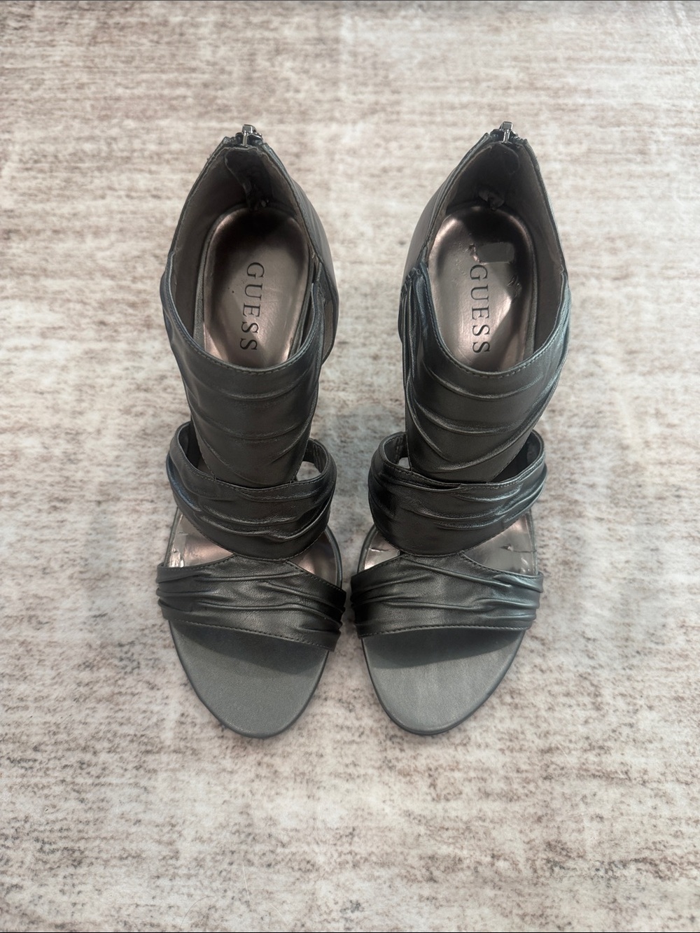 GUESS Black Strappy High-Heel Sandals